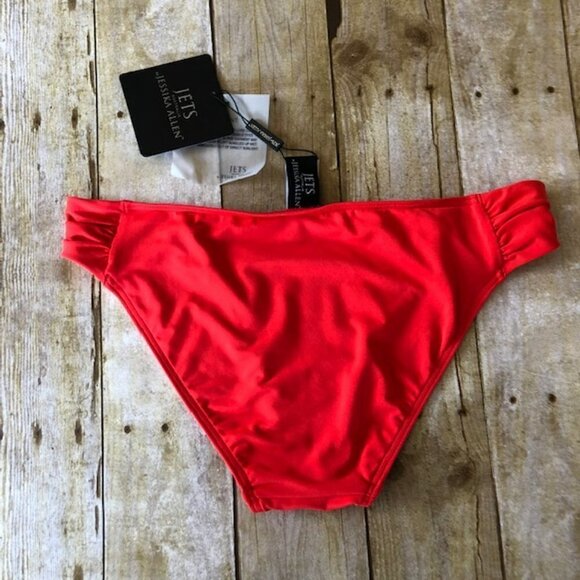 NWT Jets By Jessika Allen Red Gather Side Pant Bikini Bottom 10 - Picture 2 of 5